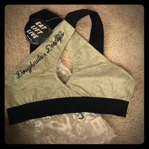 Doughnuts and deadlifts sports bra